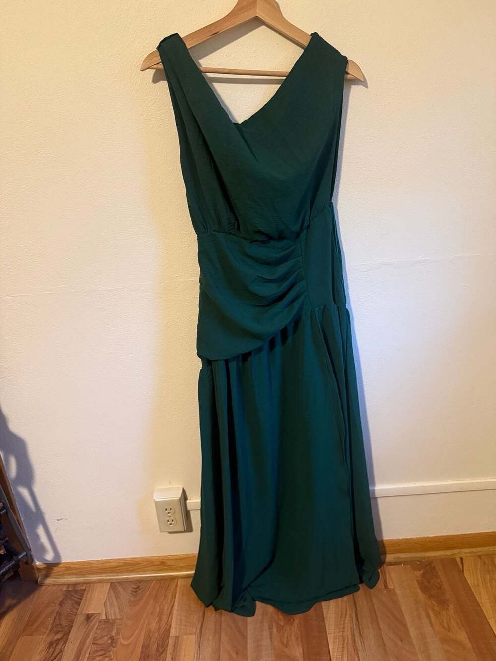 As is Georgette‎ Cascade Bridesmaid Dress Dark Green